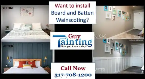Bedroom with dark teal board-and-batten accent wall