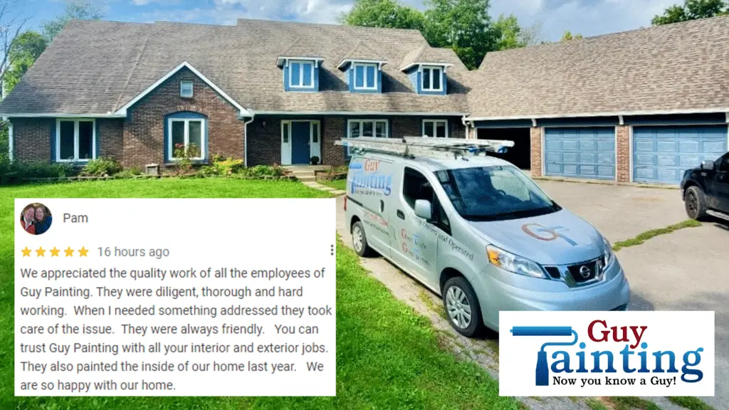 Customer review of Guy Painting replacing rotten wood siding and trim before painting a Zionsville home