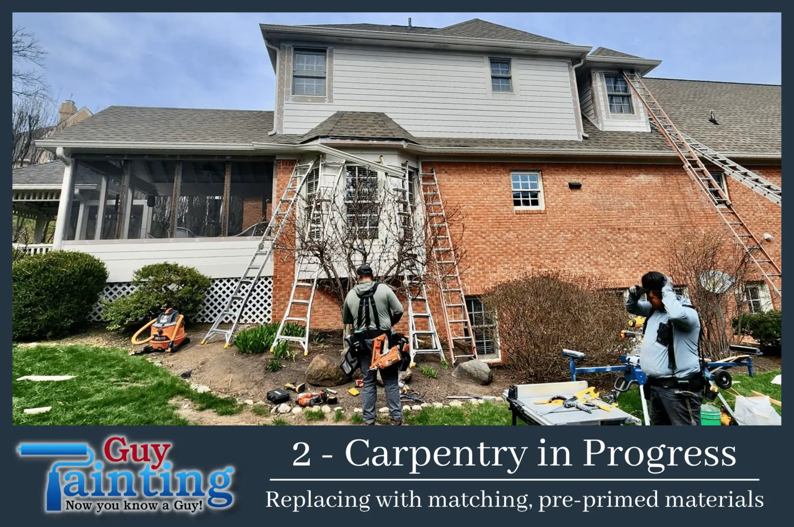 Rotted exterior wood repaired and replaced by carpenters in Fishers