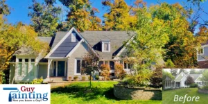 Geist home painted with Gray and gray painted brick