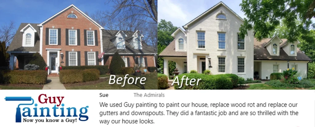 Guy Painting Exterior Brick Home Painted White with Painter Review