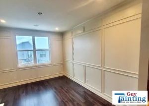 Room with picture frame moulding, painted in Sherwin Williams Natural Choice