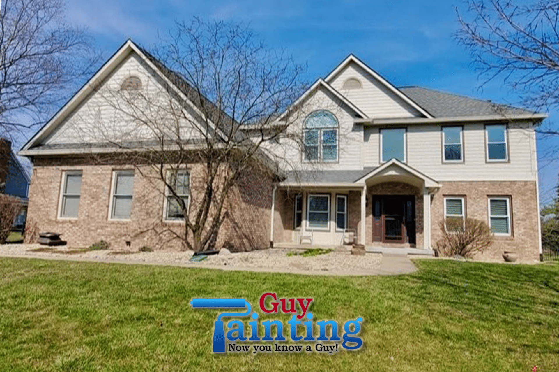 Carmel Home Painters with White Painted Brick Exterior Guy Painting Front Before