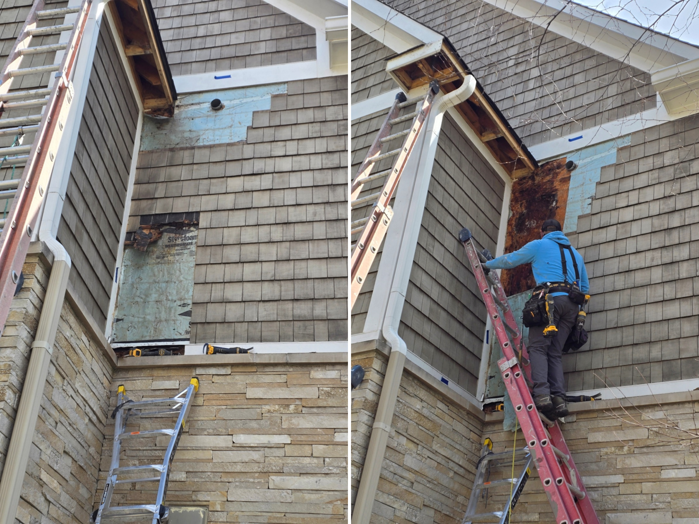 Wood Rot Hidden Behind Siding damaged soffit Indianapolis Wood Repair and Paint Guy Painting Wood Rot Hidden Behind Siding damaged soffit Indianapolis Wood Repair and Paint Guy Painting